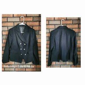 Relativity Women's Double-Breasted Black Blazer